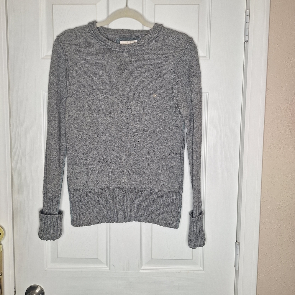 American Eagle Outfitters Heather Gray Crew Neck Sweater Size Large Y2K